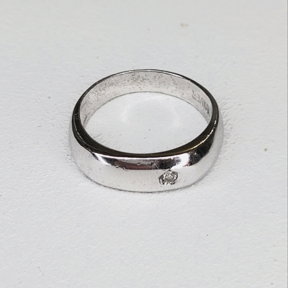 CZ Diamond Solitaire Band Ring 925 Sterling Silver Size 5